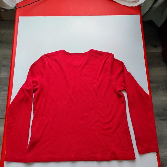 L.L.Bean long sleeve top women's size M red supima cotton - Picture 3 of 8